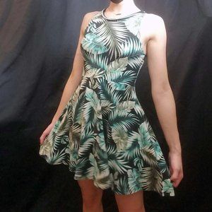 Victoria's Secret Skater Dress (Black, green leaf)
